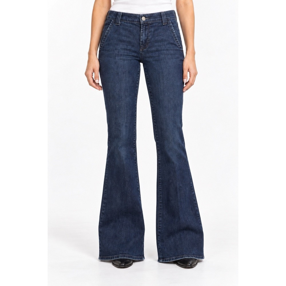 7 For All Mankind Jeans Womens 30 Trouser Flare Dark Wash Stretch Denim Y2K Boho